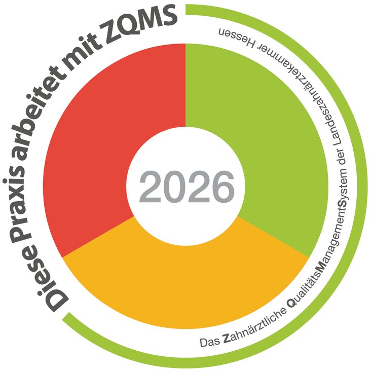 Diese Praxis arbeitet mit ZQMS - dem zahnärztlichen Qualitätsmanagementsystem der Landeszahnärztekammer Hessen