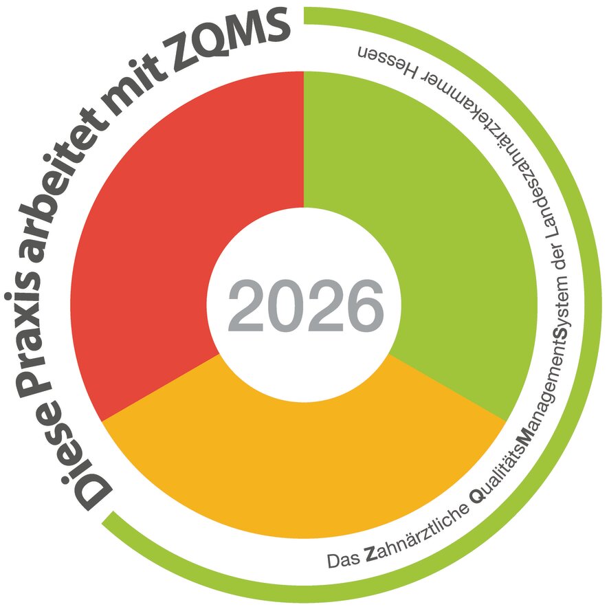 Diese Praxis arbeitet mit ZQMS - dem zahnärztlichen Qualitätsmanagementsystem der Landeszahnärztekammer Hessen