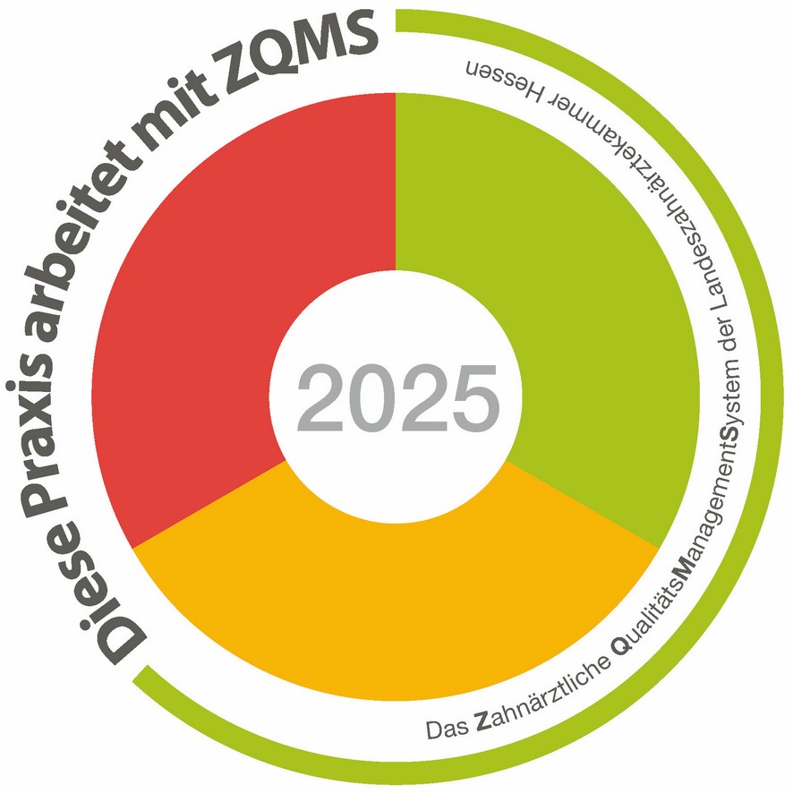 Diese Praxis arbeitet mit ZQMS - dem zahnärztlichen Qualitätsmanagementsystem der Landeszahnärztekammer Hessen